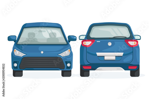 car illustration rear view, and front view