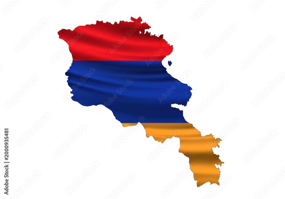 Fototapeta premium Map of armenia shaped as the national flag isolated on white background