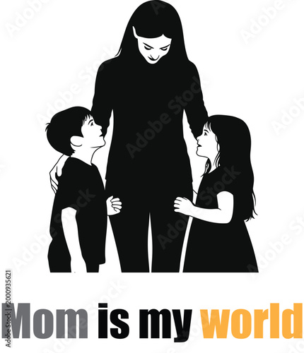design affection childhood mother silhouette vector minimalist