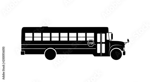Black silhouette of a classic American school bus.