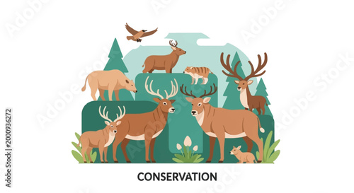 A vibrant illustration depicting a diverse collection of wild animals in a lush forest setting, symbolizing conservation efforts.