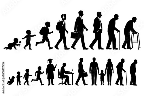 Aging Process Silhouette Vector Art illustration