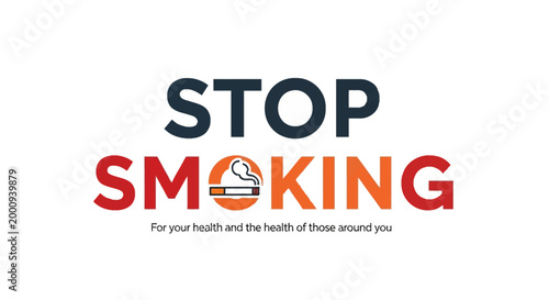 Stop Smoking campaign graphic with text and cigarette illustration.