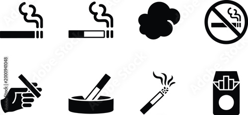 Smoking Icon Collection Cigarette and Cigar Illustration Vector Set