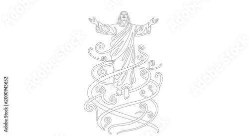 Jesus Christ Crucifixion Illustration Line Art.