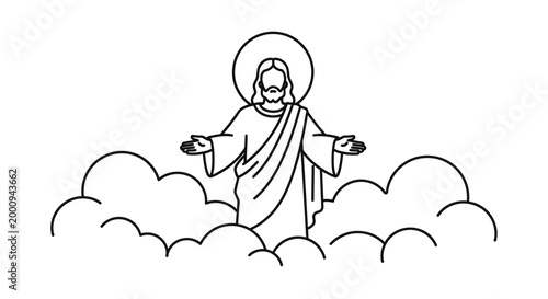 Jesus Christ in the clouds heaven.