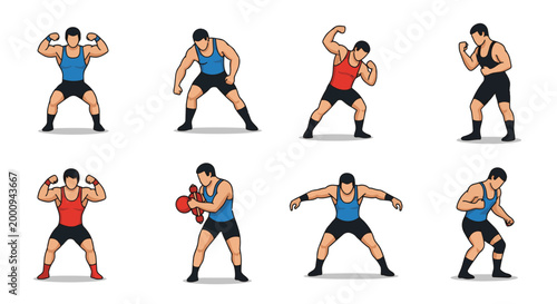 Group of Diverse Male and Female Athletes in Action Poses.