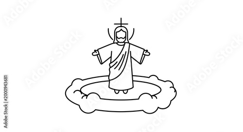 Jesus Christ standing on clouds 1.