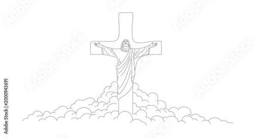 Jesus Christ on the cross statue.