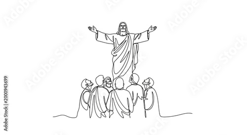 Jesus Christ standing with people.