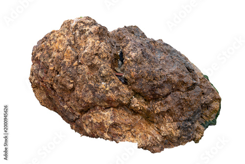 Φωτογραφία Rock with a rough surface and algae at its base, isolated against a transparent background, symbolizing the force of nature, the action of time, the coastal ecosystem, and ecological resilience