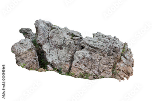 Εκτύπωση καμβά Rock with a rough surface and algae at its base, isolated against a transparent background, symbolizing the force of nature, the action of time, the coastal ecosystem, and ecological resilience
