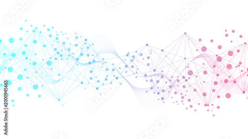 Structure molecule and communication Dna, atom, neurons. Science concept for your design. Connected lines with dots. Medical, technology, chemistry, science background. illustration.
