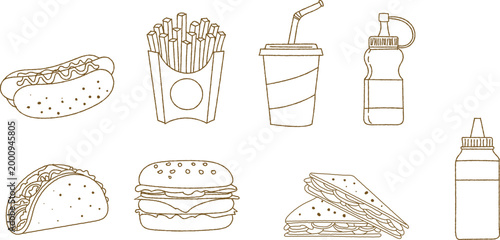 Vector illustration of various fast food items
