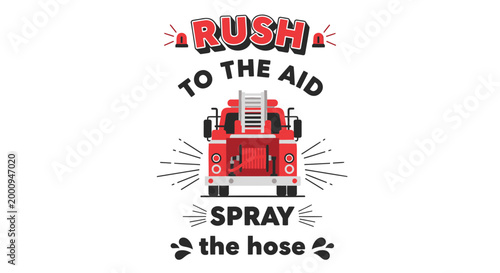 Fire truck, emergency vehicle, red fire engine, illustration, vector graphics, rescue, firefighting