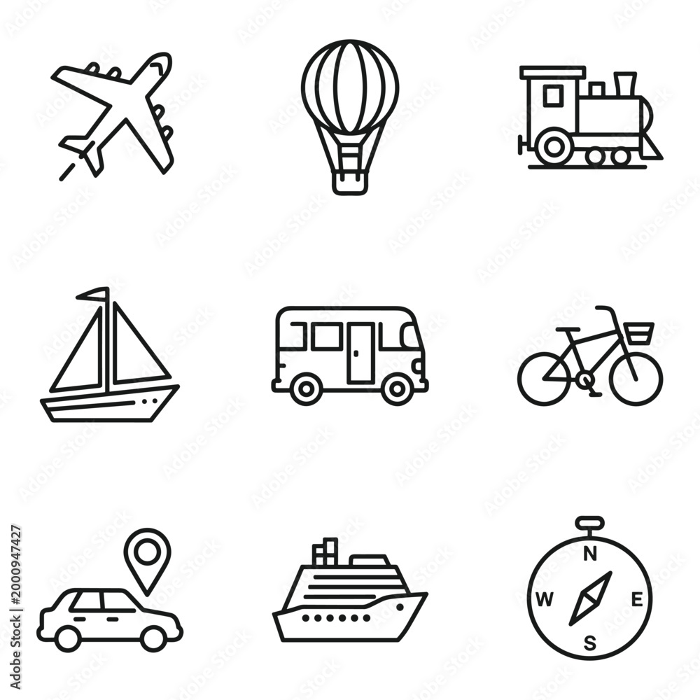 Fototapeta premium transportation icons set flat design vector illustration
