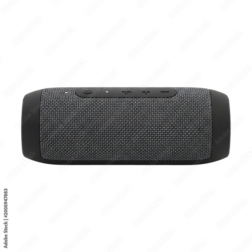 Naklejka premium Portable bluetooth speaker, compact audio device, isolated on transparent background