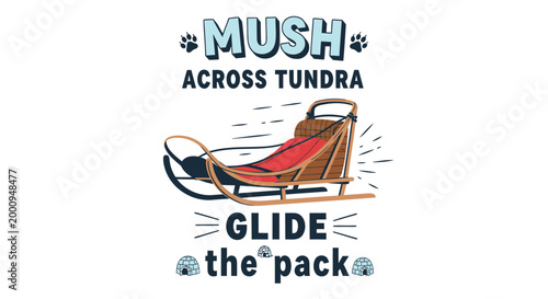 Sled, dog sled, sledding, winter sports, outdoor recreation, vector icons