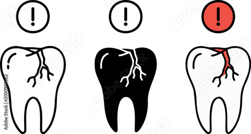 Tooth decay and damage infographic with warning signs