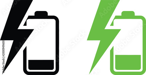 Battery charging energy icons Vector
