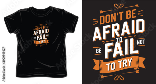 Dont be afraid to try not fail typography quote with arrows and ribbon.