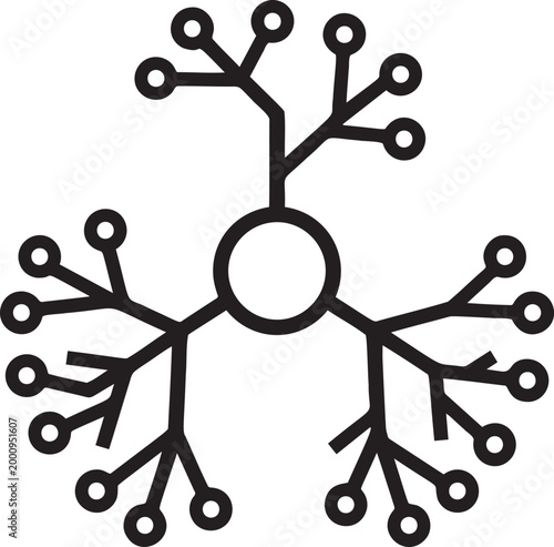 Abstract branching structure with circular elements and connection points.