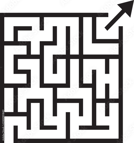 Complex maze with an arrow showing the path to exit.