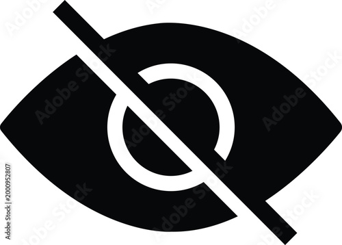 Eye hidden privacy icon unsee invisible view symbols, hide, blind, disable visibility elements, secure protection signs, black flat and line style vector isolated transparent background