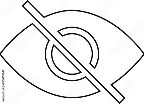 Eye hidden privacy icon unsee invisible view symbols, hide, blind, disable visibility elements, secure protection signs, black flat and line style vector isolated transparent background