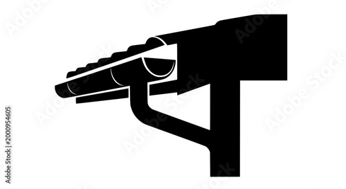 Roof gutter and downspout system icon vector silhouette