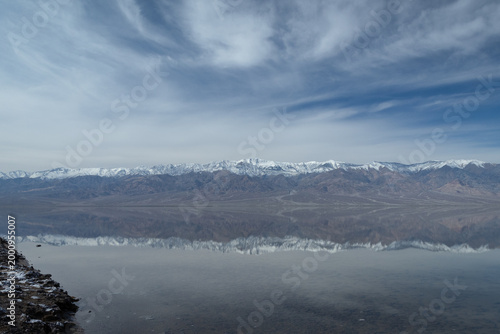 Badwater Basin and Mountain Range Death Valley National Park California 