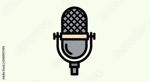 Vintage Microphone Illustration Closeup.