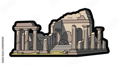 Ancient Ruins with Columns Standing.