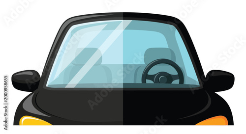 Black Car Front View Dashboard.