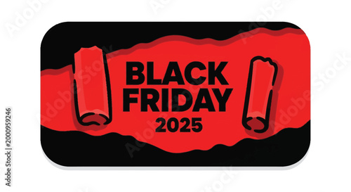 Black Friday shopping sale discount label.