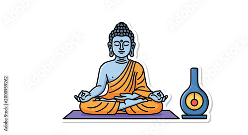 Buddha statue in meditation position.