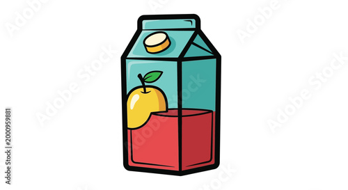 Cartoon apple juice milk carton.
