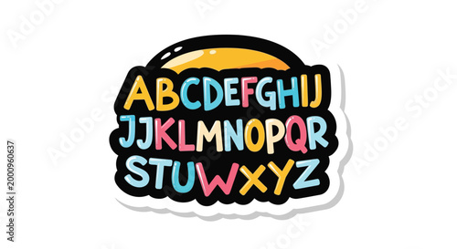 Colorful Alphabet Letters Sticker Design.