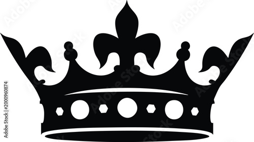 Black crown silhouette royal symbol of power and monarchy simple vector illustration for design projects