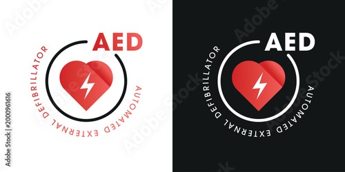 AED Automatic External Defibrillator Sign, Heart Emergency Safety Icon Vector.