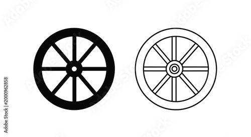 spoked wheel silhouette and outline high quality professional