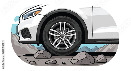 Close up of car tire wheel.
