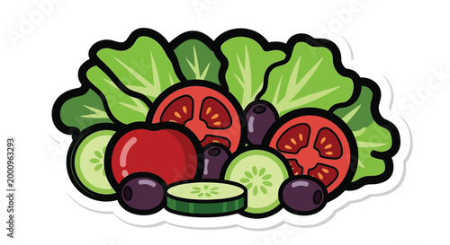 Colorful illustration of fresh vegetables.
