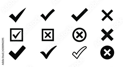 checkmarks and crosses silhouette high quality professional detailed