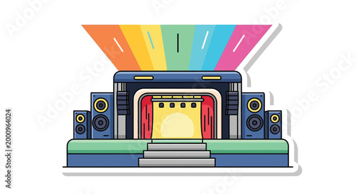 Colorful Stage with Sound System.