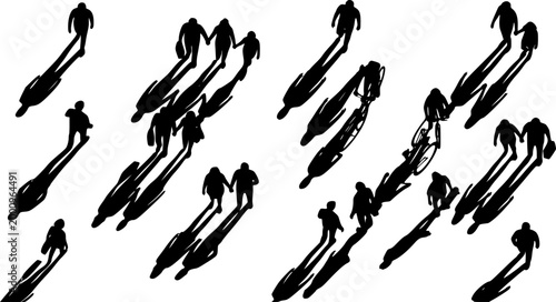 people top view with shadow set silhouette on white background vector
