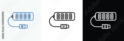 multi port usb charger device icon modern tech symbol collection vector.