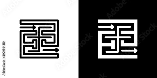 Evacuation Plan icon concept with flat Black White Background. Vector illustration.