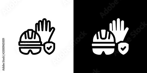 Safety Equipment icon concept with flat Black White Background. Vector illustration.