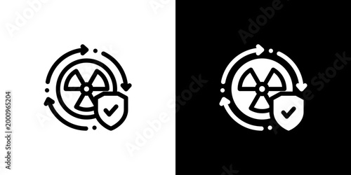 Radiation Safety icon concept with flat Black White Background. Vector illustration.